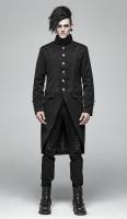 PUNK RAVE SHOP Y-1019BK WY-1019LCM-BK Men\'s black Long Jacket coat with embroidery, elegant gothic militaty, Punk Rave
