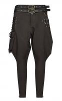 Brown wide man trousers with pockets, sleeves and lacing, military steampunk Punk Rave