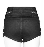 PUNK RAVE SHOP K-393BK WK-393NDF-BK Black denim shorts with buttons, openings and straps, rock nugoth Punk Rave