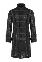 Mid-length black full embroidery jacket, Gothic aristocrat, Punk Rave