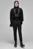 PUNK RAVE SHOP Y-1162BK WY-1162CCM Black wide man shirt, transparent lace and frills, elegant gothic, Punk Rave