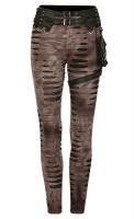 Brown pants with holes with belt, straps and black pockets, steampunk, Punk Rave