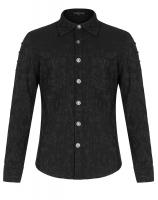 Black jacquard shirt with pockets, gothic casual rock, Punk Rave