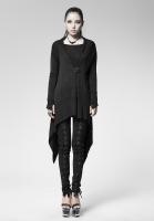 PUNK RAVE SHOP PM-005BK Black spider web cardigan jacket with brooch and long side, goth nugoth