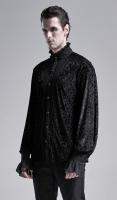 PUNK RAVE SHOP Y-1280BK WY-1280CCM Black shirt with baroque patterns and decoration, vampire gothic, Punk Rave
