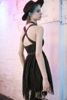 PUNK RAVE SHOP PQ-728BK OPQ-728LQF Black lace covered strappy dress, cute casual gothic