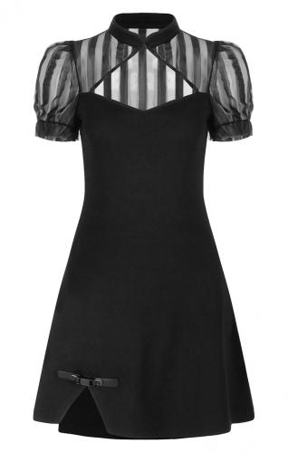 PUNK RAVE SHOP PQ-753BK OPQ-753LQF Striped transparent bolero effect black dress, cute casual gothic