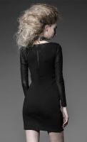 PUNK RAVE SHOP Q-215BK Short black dress or top transparent sleeves and neckline vintage aristocrat pattern